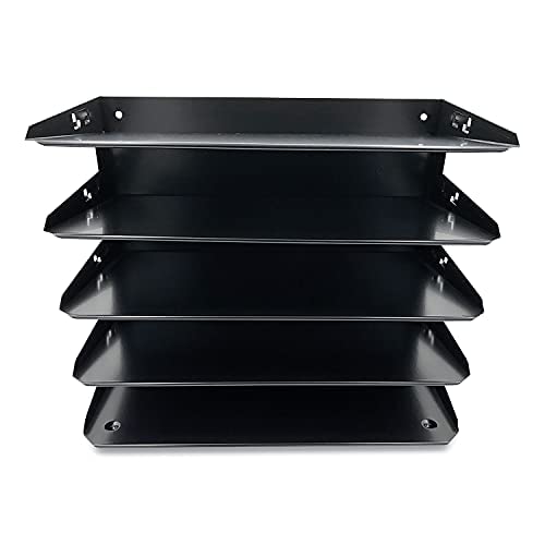 Huron Desktop Horizontal 5-Slot Legal File Binder Organizer Storage Letter Tray, Black Commercial Grade Steel