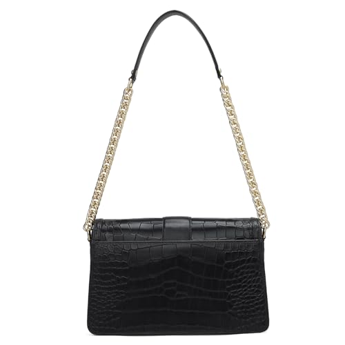 Image of Da Milano Leather Shoulder Handbag for Women - Black