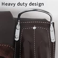 Miniatura 6 de Bolsa de cuero para cinturón de herramientas, cómodas bolsas de herramientas de apoyo para la espalda con tirantes para construcción, enmarcadores,