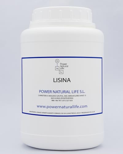 Lisina en Polvo Power Natural Life | L-Lisina 100% Pura, Sin Añadidos ni Excipientes | No-GMO, Vegano, sin Gluten | Envase de 500 gr