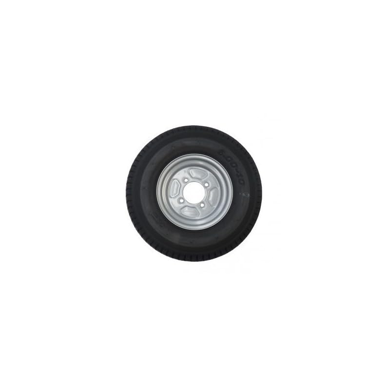 Roue complète 450x10 10" - 4 Trous - Entraxe 130mm - Déport 0 - Pour remorque - 10 pouces - Largeur 4,5 pouces - Indice de vitesse N 140km/h - Indice de charge 69 (325kg)
