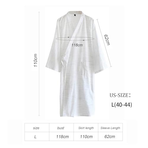 HAOZAIKEJI Men Kimono Pajamas One Piece Bathrobe Yukata Spa Robe Cotton Causal Nightgown Sleepwear Japanese Loose Loungewear4
