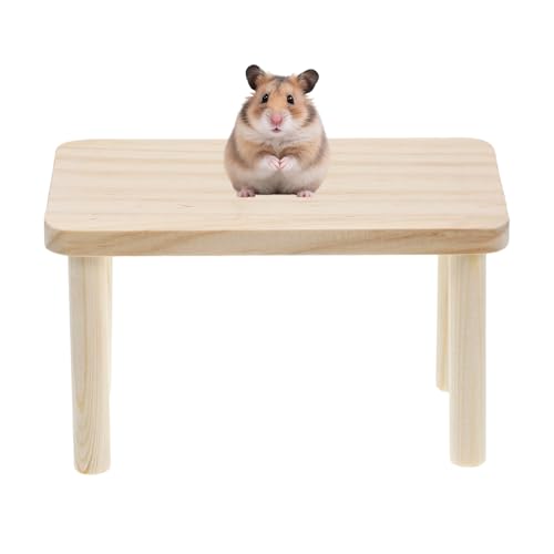 Bruislard Hamster Platform Natural Wooden Hamster Cage Platform with Pillars Standing for Various Hamsters Mice Squirrel and Other Small Pets 5.7x3x3.4 in