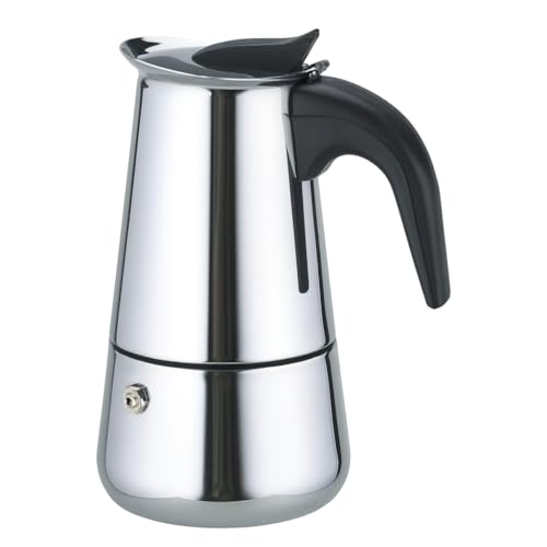 Image of Portable Stainless Steel Stove Top Espresso Coffee Maker Percolator Moka Pot Italian /Espresso /Decoction Coffee /Mocha /South Indian Filter Kaapi Home Machine (Silver) ((6-CUP) (300ML))