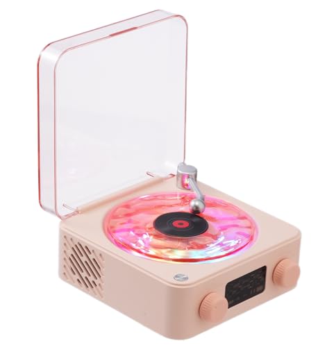 Waves Vinyl Bluetooth Speaker Pink,Mini Record Player Style...