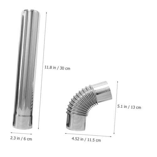 SEWOART 4pcs Gas Heater Vent Stainless Steel Straight Chimney Flue 90° Elbow Adapter