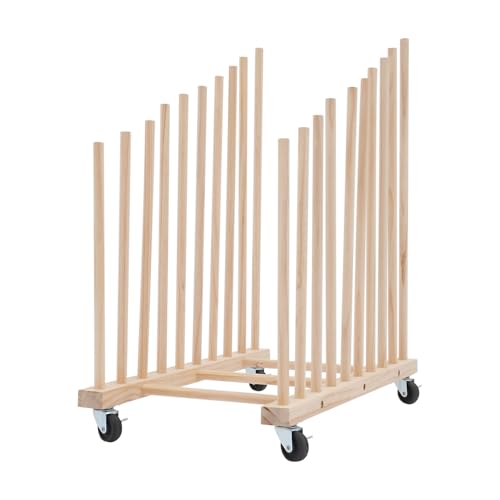 Dettchan Étagère de rangement d'art avec roulettes couleur bois - Support de rangement sur toile - Étagère d'exposition avec roulettes - Pour ateliers, galeries, expositions d'art, musées d'art