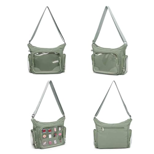 Image of Canvas Ita Bag Crossbody Shoulder Bag Kawaii Purses and Handbags with Anime Pins Display Medium