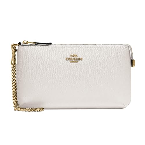 COACH Crossgrain Leather Wristlet w Chain