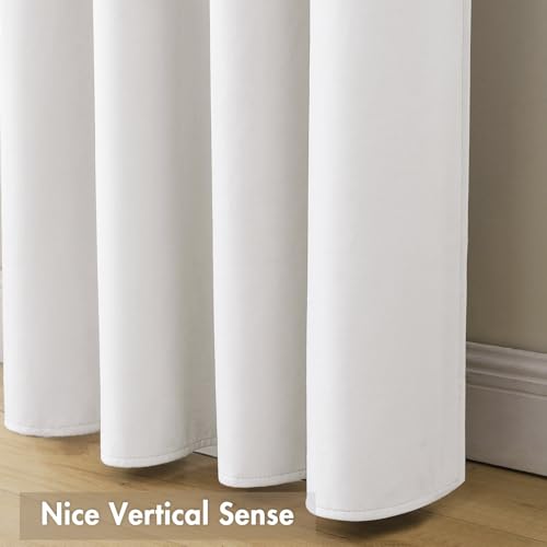 Image of MIULEE White Blackout Velvet Curtains Drapes 96 Inch Long 52 inchx96 inch Bedroom | Luxurious Bedroom Living Room Decor, Room Darkening, Thermal Insulated, Rod Pocket Design, Super Soft Fabric