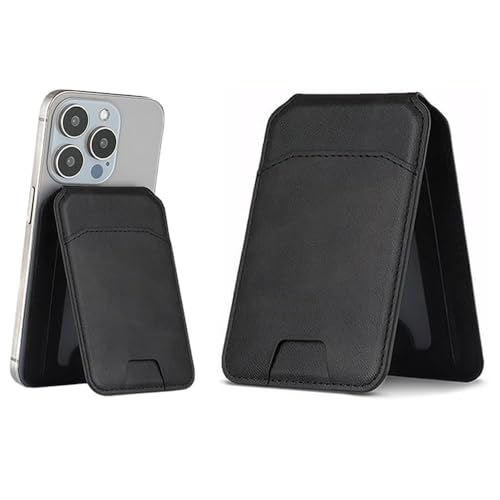 FFWTPY Soporte Magnético Plegable Tipo V Tarjetero Adhesivo Teléfono Móvil Cartera Extraíble Portátil Elegante Negro