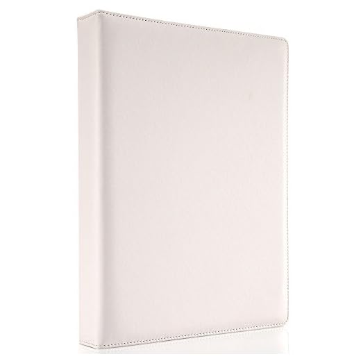 KINGFOM A4 Faux Leather Padfolio Ring Binder Business File Folder Document Holder with Card Holder (3 Ring Binder White)