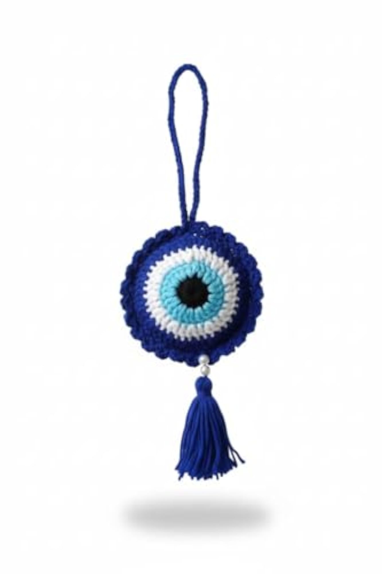 Handmade Blue & White Evil Eye Dreamcatcher Wall Hanging, Boho Decor