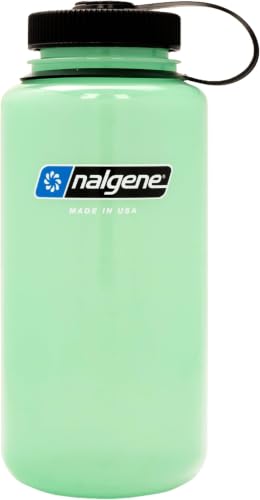 Image of Nalgene Wide Mouth Water Bottle | BPA-Free, Durable & Leak Proof, Lightweight Bottle for Hiking & Gym, Work & Travel, Glow Green, 32 Ounces (Pack of 6)