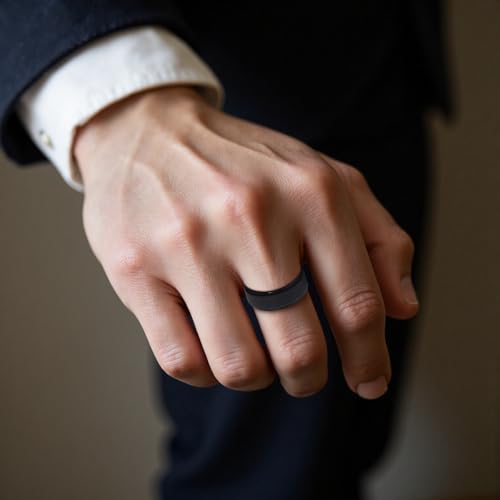 8mm Wide 7-Pack Dual Color Men's Silicone Rings - Breathable Sports Wedding Bands for Men - Size 7-15 Rubber Ring3