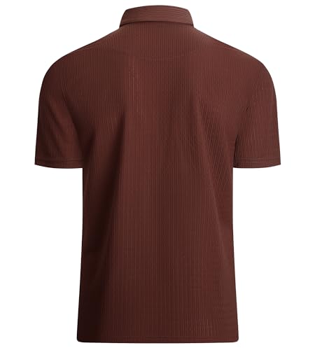 Alex Vando Mens Bubble Jacquard Polo Shirt Super Stretch Short Sleeve Polo Shirts for Men