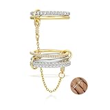 COLOYAN Gold Stackable Rings for Women, Interlocked Stackable Ring with Chain Non Tarnish, 18k Gold Plated Silver Gold Mixed Metals Chunky Stack Statement Rings