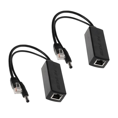 Image of 2-Pack POE Adapter Splitter Active 48V to 12V Compatible with POE Devices PoE Switches IP-Camera IP-Phone, Black