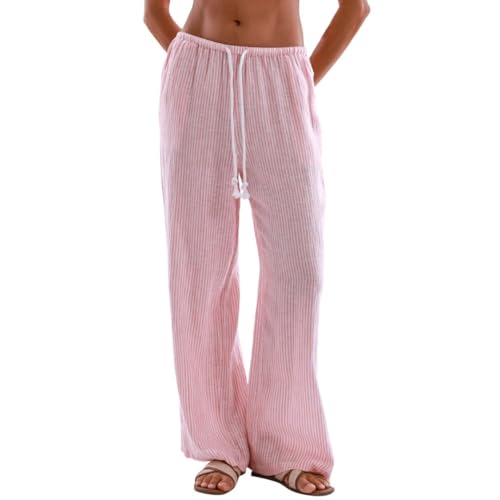 Pantalon large à rayures en lin idéal pour flâner en été