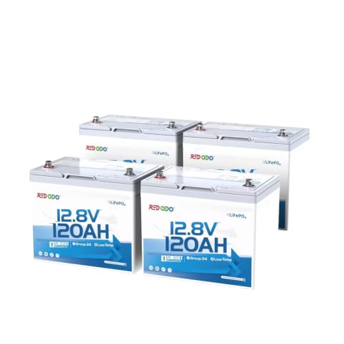 Image of Redodo 12V 120Ah LiFePO4 Battery Group24 Lithium Battery Bluetooth 4 Pack