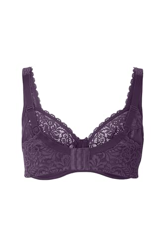 Soutien-gorge à armatures violet en dentelle florale bonnet C taille 52C - 4