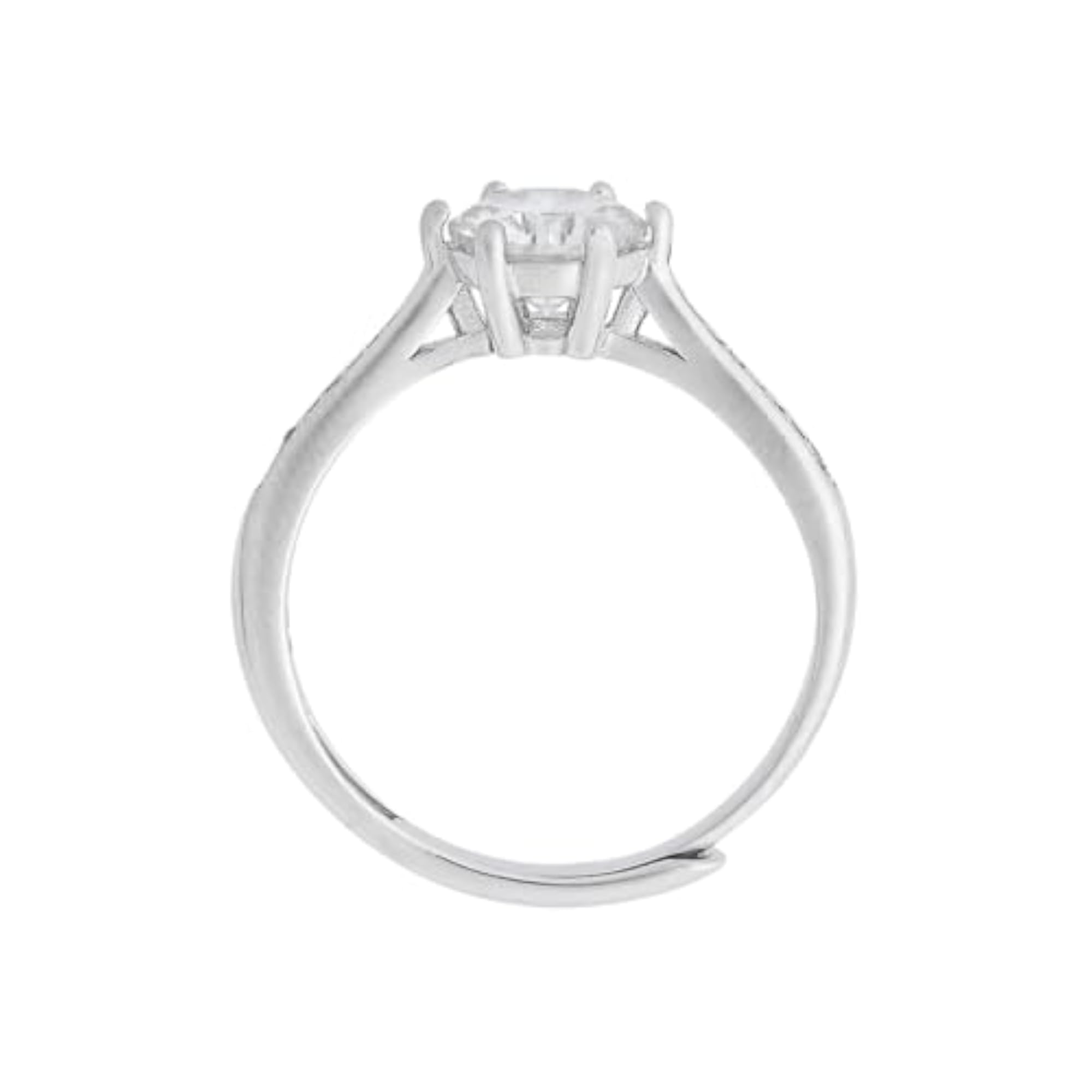 Adjustable 92.5 Silver Ring, White Rodium Polished