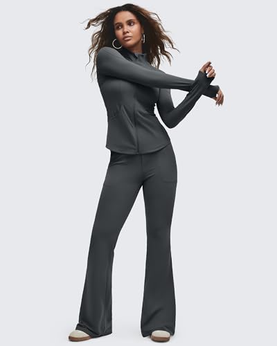 Image of G4Free BareFeel Flare Yoga Pants Women High Waisted Bootcut Leggings with Pockets Dress Work Pant Petite /Regular /Tall