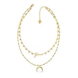 Guess Ladies Necklace UBN29010 Stainless Steel Gold Colored, Pendant Set with Stones, Ladies standard size, Comes with Guess bag.