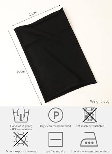 100% Cashmere Loop Scarf for Women Men, Soft Warm Knitted Tube Scarf Solid Colour, Autumn Winter Round Scarf Unisex Fashion Circle Neck Warmer Loop Scarves Windproof Knit Snood Scarf, Warm Gift Black3