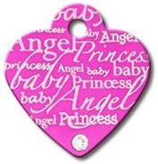 Quick-Tag Small Heart Brass Dog I.D. Tag - Pink Diva