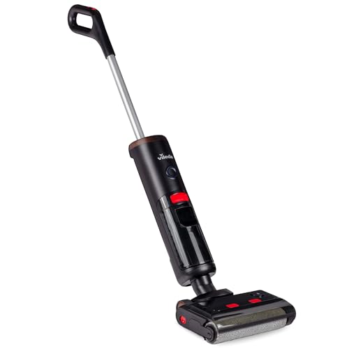 Vileda PureClean S5 Plus - Kabelloser Nass- & Trockensauger mit Zubehör - 3-in-1 Kehren, Saugen & Wischen, 30 Min Akkulaufzeit für 180 m2 Fläche, LED-Anzeige, Schwarz/Silber