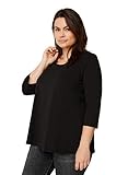 zizzi jeans Basic T-Shirt mit 3/4-Ärmeln Zizzi Damen Große Größen Baumwoll T Shirt mit 3/4 Ärmeln und Rundhals,Schwarz,46-48,M