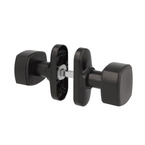 Amig - Juego de Pomos Cuadrados con Placa Estrecha Mod. 6807-81 x 31 mm - Para Puertas de Interior - Ideal en Dormitorios, Baños y Despachos - Aluminio Negro