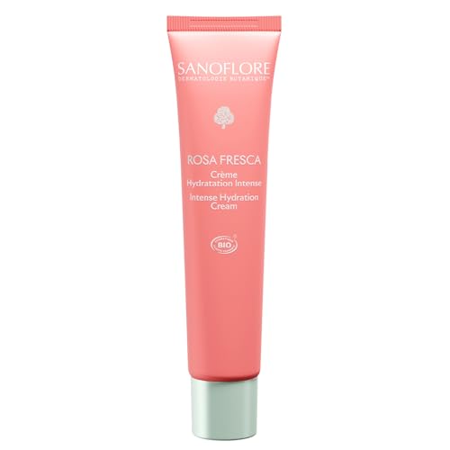 Sanoflore - Crème Hydratation Intense Rosa Fresca – Crème fondante Bio à l’Hydratation Durable & Éclat Immédiat – Rose de Damas, Acide Hyaluronique, Beurre de Karité – Peaux normales à sèches – 40 ml