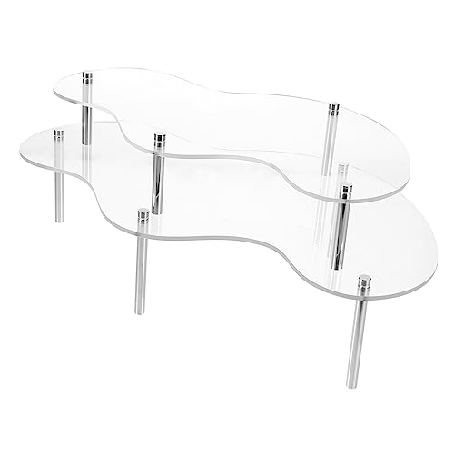 BRIGHTFUFU 1 Set Clear Cake Stand Food Display Stand Dessert Cupcake Holder Acrylic Display Shelf Metal