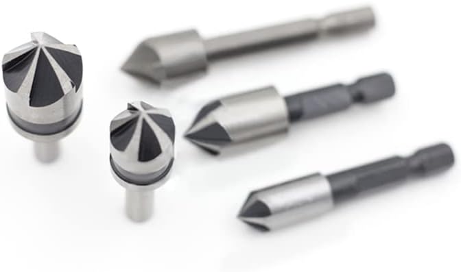 Counter Sink Drill Bits Sets | Countersink Drill Bit Sets for Wood | 1/4 Inch Shank HSS 5 Flute Countersink 82/90 Degree Countersinking Tool for Carpentry