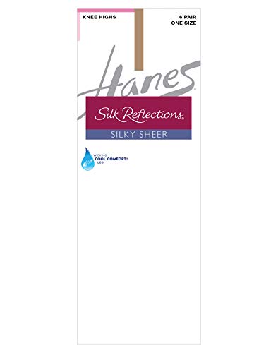 Hanes Silk Reflections Women s Knee High (Pack of 6), Barely There, One Size