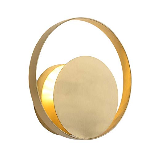 Lámpara de pared de estilo minimalista moderno, redonda, creativa, de cobre y oro, iluminación decorativa, pequeña lámpara colgante, luz de lectura montada en la pared, aplique de pared inte