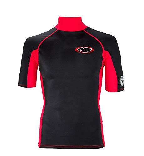 TWF Camiseta de Surf, Unisex Adulto, Negro/Rojo, M