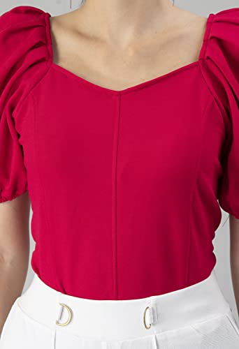 Image of IUGA Casual Women Puff Sleeve Sweetheart Neck Crop Top