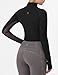Harrison Howard Equestrian Tops Female Long Sleeve Half Mesh Arm Design Quick-Dry Summer Top with Stylish Neckline Black S