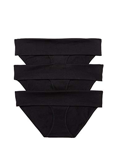 Motherhood Maternity Women's 3 Pack Fold Over Brief Panties Underwear, All Black Pack, Small US