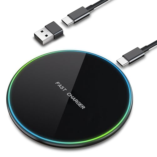 Caricatore Wireless 15W, Caricatore Senza Fili Base Rapida Caricabatterie Wireless per iPhone 16 15 14 13 12 Pro Max/Mini/11/XS/XR/X/8, Samsung Galaxy S25/S24/S23/S22/S21/S20 (YH-15WU)