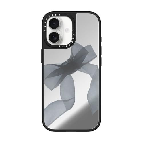 CASETiFY �~���[ iPhone 17 �P�[�X [����(�X�}�z�J�o�[) / MagSafe�Ή�/�w��h�~] - Black Organza Ribbon - �V���o�[ (�u���b�N�o���p�[)