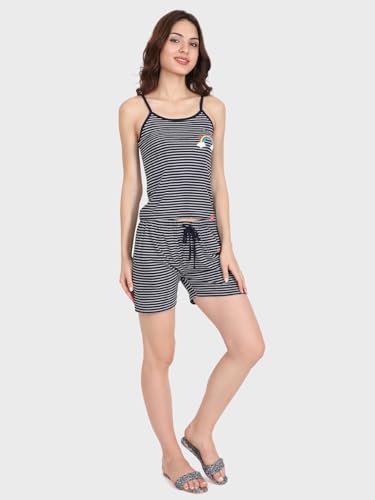 Image of Evolove Women's Cotton Slip & Short Set Sleevesless Round Neck Night Suit Set Super Soft Comfortable (Slip-NS)