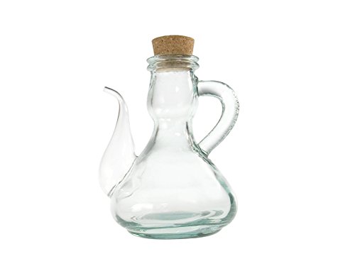 H&H Oliera in Vetro con Tappo in Sughero, Forma Tradizionale, 250 CC – Ideale per Olio, Aceto e Condimenti