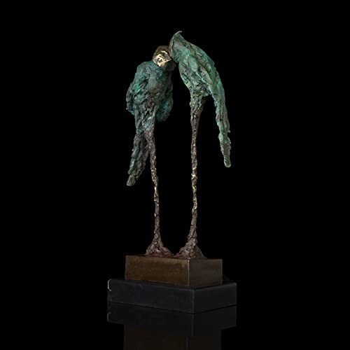 Statues Collectibles Bronze Couple Parrots Sculpture Green Love Bird Animal Metal Craft Figurine Wedding Gifts Decor #TOP3