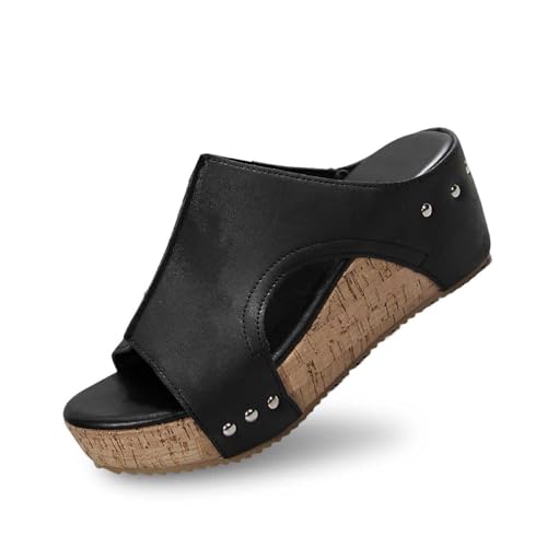 POIUIYQA Ciabatte Donna Estive Eleganti Alte Pantofole Zeppa Alta Sandali Ragazza con Tacco E Plateau in Sughero Sandalo da Spiaggia Mare Piscina Scarpe Platform