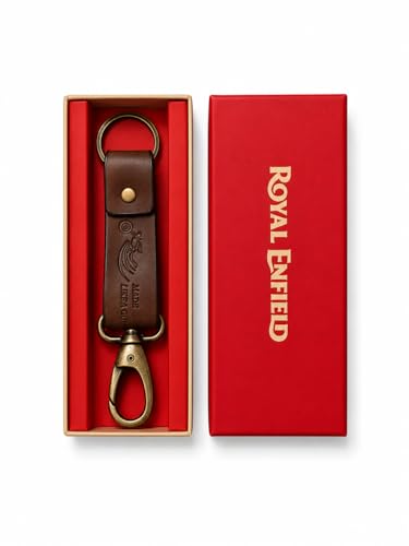 Image of Leather Strap Keychain, Embossed Logo Design, Durable Premium Key Ring for Bike Lovers & Gift Use