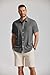 COOFANDY Mens Summer Textured Shirts Short Sleeve Stretch Linen Shirts for Vacation Dark Grey